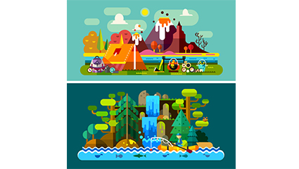 2 camping landscape vector material