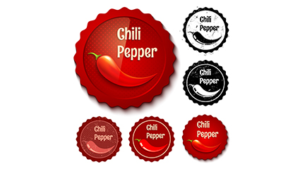 6 retro label vector material chili
