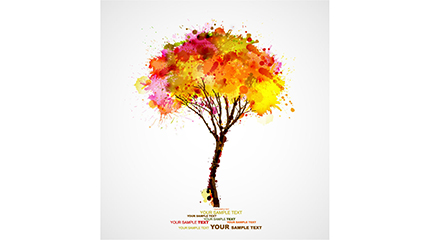 Creative watercolor trees vector material