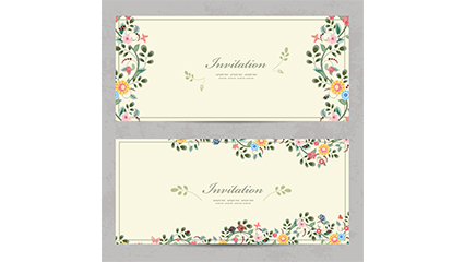 2 Floral invitation card vector material Cartoon