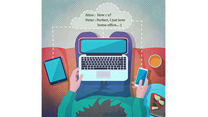 The man using the computer plan view vector material