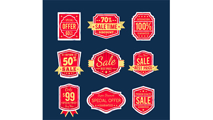 9 red promotional tag vector material
