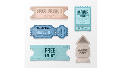 5 Tickets color design vector material