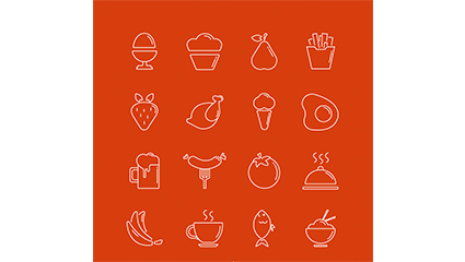 16 models of creative food icon vector material
