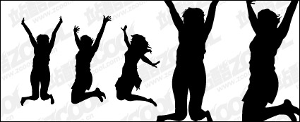 People beat silhouette vector material