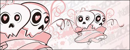 Lovely couple skull trend vector material