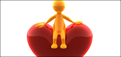 3D sitting in the little heart-shaped picture on the material