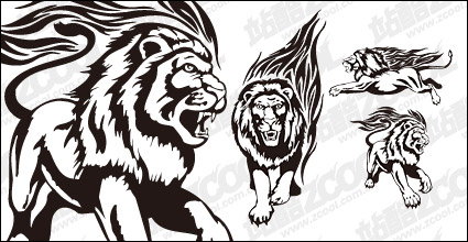 Tiger lion flame totem vector material-2