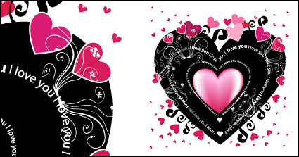 Black heart-shaped vector material elements