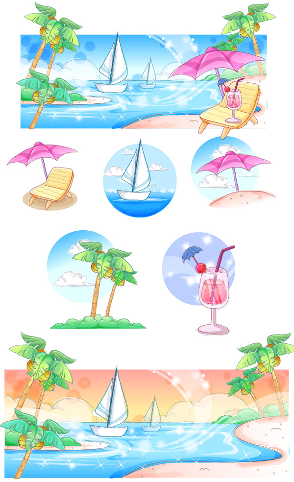 Hand-painted style, summer style series of vector -3