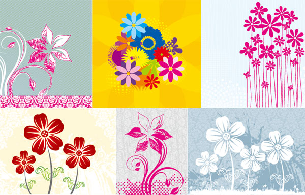 Hand-painted flowers Vector 