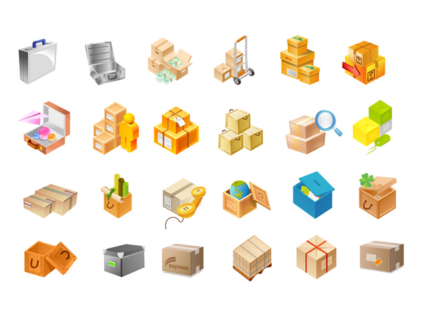 Cartons, toolbox, globes, wooden boxes