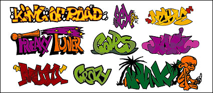 Graffiti-style art fonts, paragraph 145 Vector material