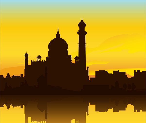 Indian Building Taj Mahal Silhouette Vector