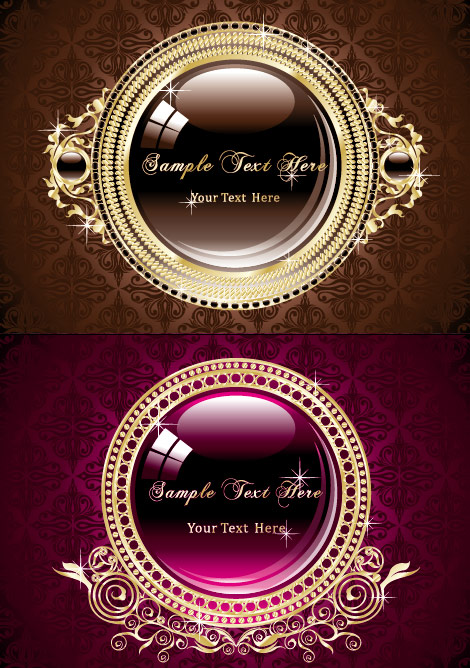 Gold circular border pattern vector material