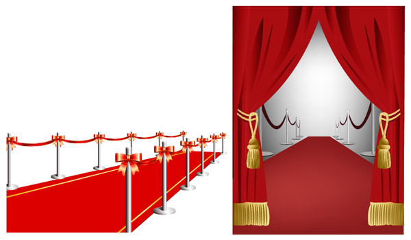  Red carpet curtain vector source material  