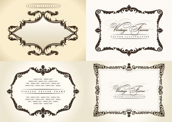 European classic retro pattern border 02-- vector material