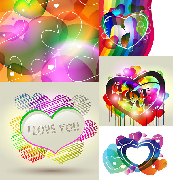 Combination of fashion heart-shaped vector material  -2