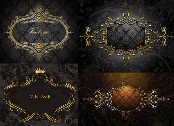 European gold border shading pattern vector material