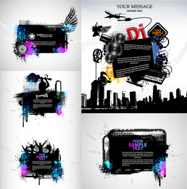 trend musical theme of the silhouette Vector
