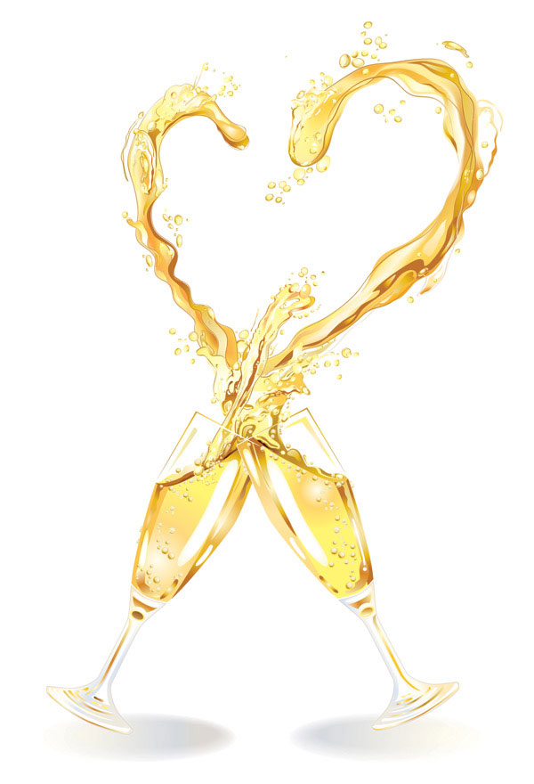 Heart-shaped champagne vector material -1