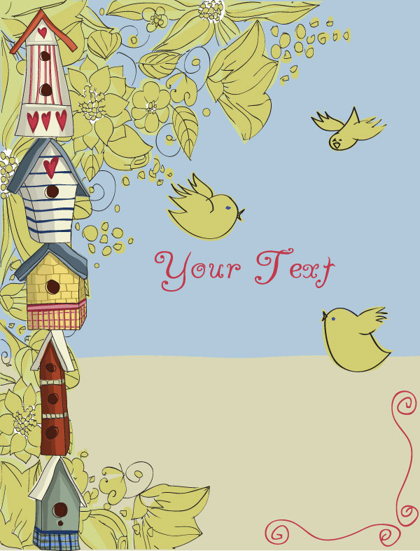 Lovely house vector material -2