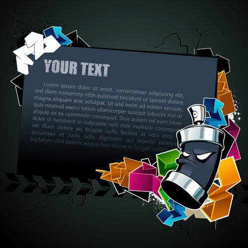 Cool text box black background vector material -2