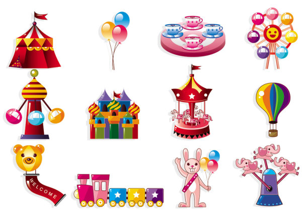 Lovely playground cartoon icon 01 - vector