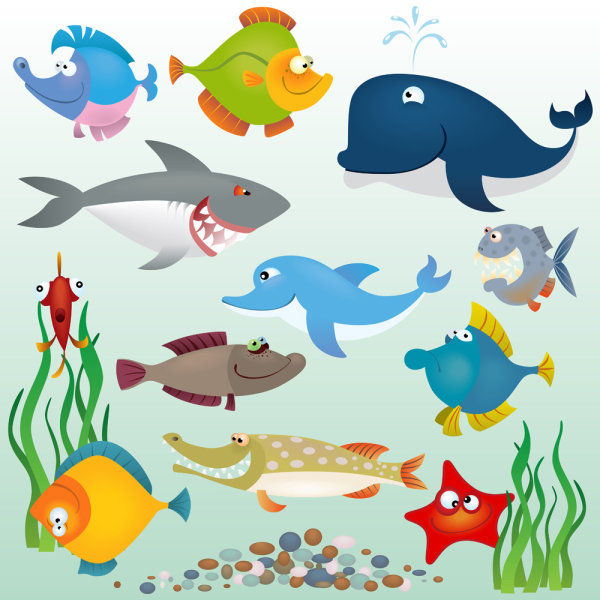 Cartoon marine fish - vector material