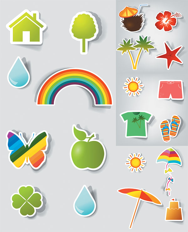 Cute stickers vector material
