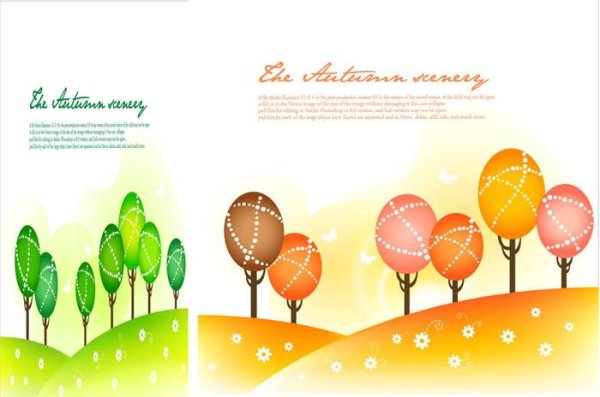 Seasonal changes landscape illustrator vector material -1