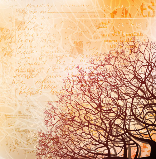 Tree silhouette background 04-- vector material