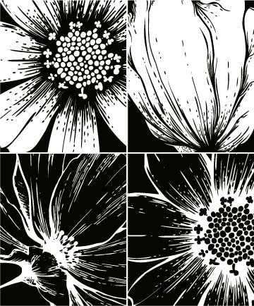 The printmaking flowers vector material -1