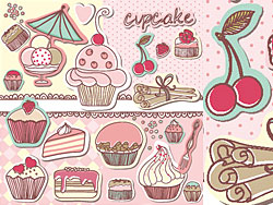 The cartoon cakes tag - Vector