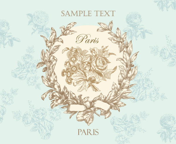 The Retro line art roses - vector material