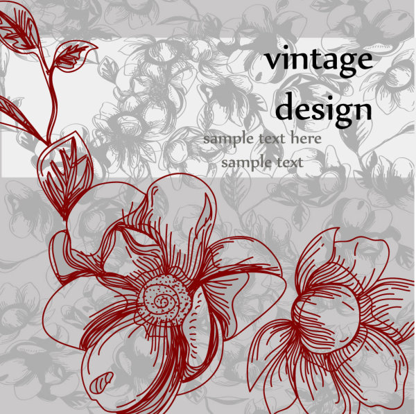 The retro line draft of pattern 01 - vector material