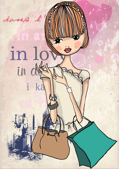 Fashion shopping girl 05 - vector