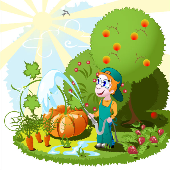 Cartoon orchard 02 - vector material