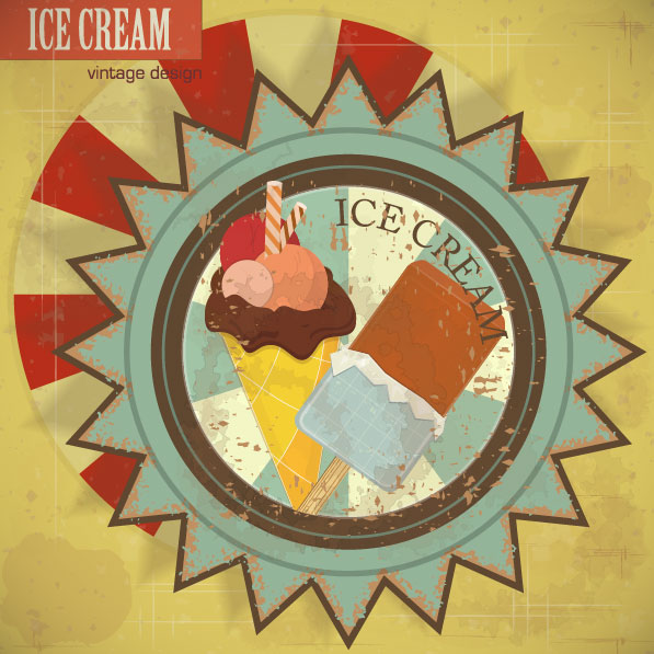 Retro cartoon ice cream 01 - vector material
