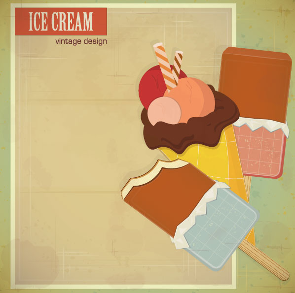 The retro cartoon Ice Cream 02 - vector material