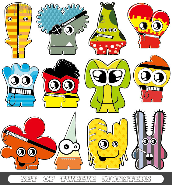 Cartoon Little Monsters 02 - vector material