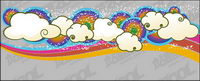 Lovely rainbow clouds trend vector background material