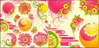 Lovely pink flowers with the trend of the vector round material