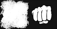 Fists and material ink border vector