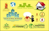 House real estate logo template vector material