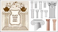 European-style classical columns pattern vector material