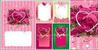roses decorated heart-shaped vector material frame