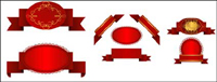 Several red ribbon ribbon vector material