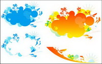 Colorful beach vector material