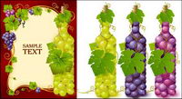 Bottles filled with grape vector material